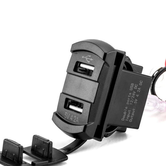 UTVs ATVs SUVs Trucks Boats USB Rocker Switch 12v Dual Charger/Outlet with LED Voltmeter Display - WeiSen - 70204038