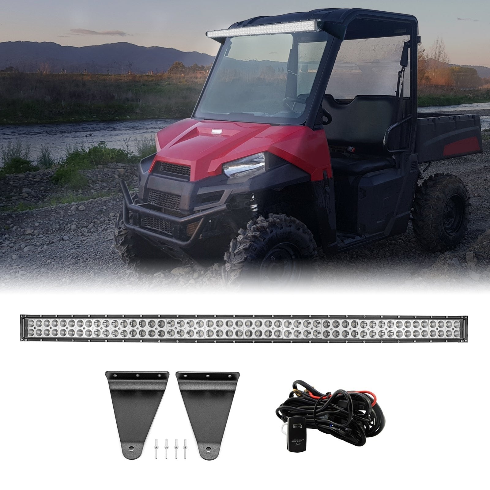 WEISEN - LED Light Pods & Rear Roof Mount Brackets w/Wire Kit for Polaris  Ranger 570 900 1000 