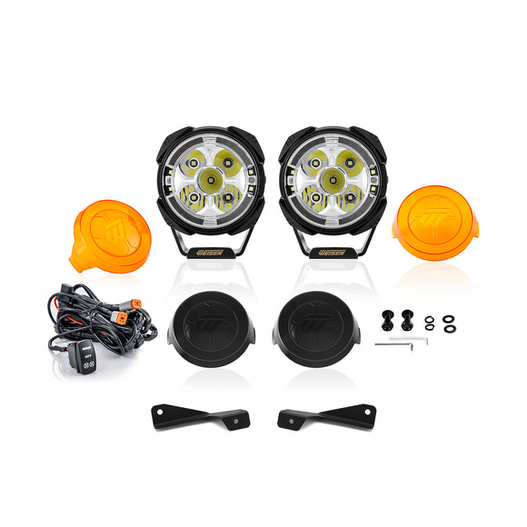 For 1989-1994 Toyota 4Runner Hilux Hood Hinge Ditch LED Pod Lights 3.5" – 3-Layer DRL, 6 Modes, DT Harness
