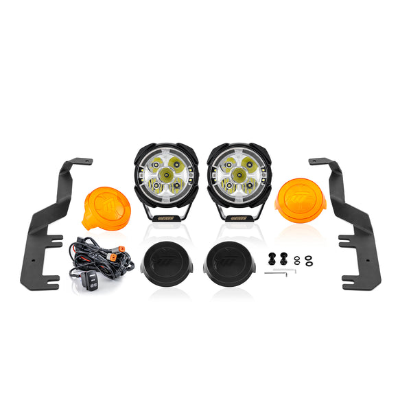 For 2017-2022 Ford F-250 F-350 F-450 F-550 Super Duty Hood Hinge Ditch LED Pod Lights 3.5" – 3-Layer DRL, 6 Modes, DT Harness