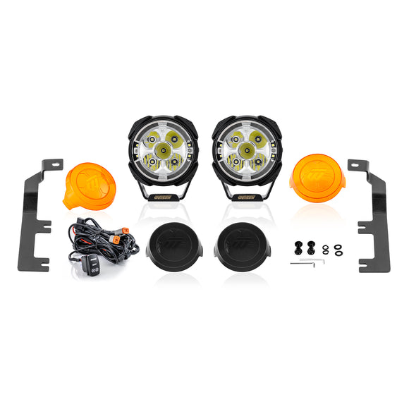 For 2014-2018 GMC Sierra 1500 Hood Hinge Ditch LED Pod Lights 3.5" – 3-Layer DRL, 6 Modes, DT Harness