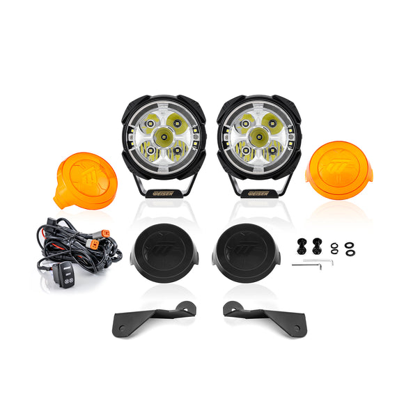 For 1993-1998 Jeep Grand Cherokee ZJ Hood Hinge Ditch LED Pod Lights 3.5" – 3-Layer DRL, 6 Modes, DT Harness