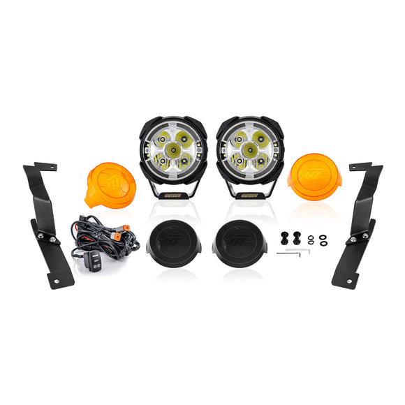For 2011-2016 Ford F250 and F350 Super Duty Hood Hinge Ditch LED Pod Lights 3.5" – 3-Layer DRL, 6 Modes, DT Harness
