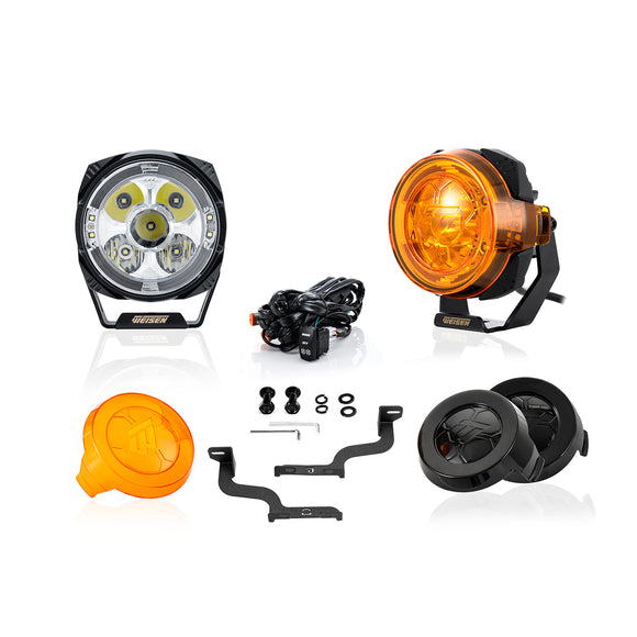 1999-2007 Ford Superduty F-250/350/450/550 Hood Hinge Ditch LED Pod Lights 3.5" – 3-Layer DRL, 6 Modes, DT Harness