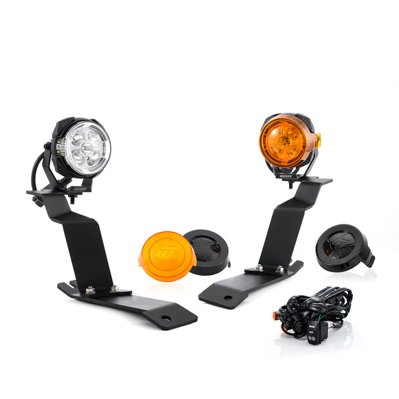 For 2011-2016 Ford F250 and F350 Super Duty Hood Hinge Ditch LED Pod Lights 3.5" – 3-Layer DRL, 6 Modes, DT Harness