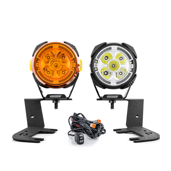 For 2023-2026 Chevrolet Colorado & GMC Canyon Hood Hinge Ditch LED Pod Lights 3.5" – 3-Layer DRL, 6 Modes, DT Harness