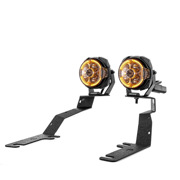 For 2015-2020 Ford F-150 Hood Hinge Ditch LED Pod Lights 3.5" – 3-Layer DRL, 6 Modes, DT Harness