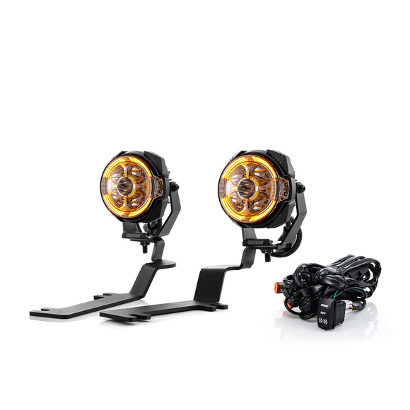 For 2019-2022 Chevrolet Silverado 1500 Hood Hinge Ditch LED Pod Lights 3.5" – 3-Layer DRL, 6 Modes, DT Harness