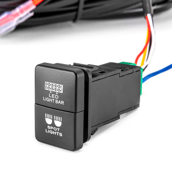 Toyota 3 - Lead 10ft Wiring Harness Kit with Dual LED Light Bar Spot Light Switch Small Style 1.52″x 0.82″(33mm x 22mm) - WeiSen - 70203018