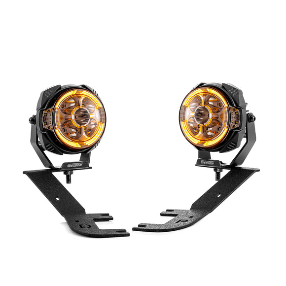 For 2023-2026 Chevrolet Colorado & GMC Canyon Hood Hinge Ditch LED Pod Lights 3.5" – 3-Layer DRL, 6 Modes, DT Harness