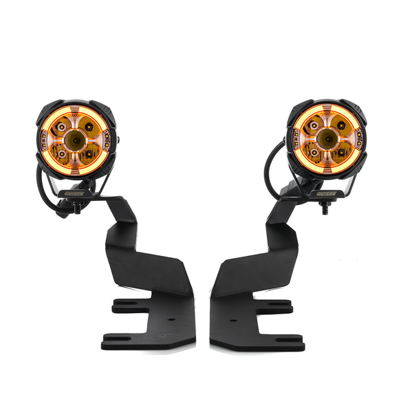 For 2017-2022 Ford F-250 F-350 F-450 F-550 Super Duty Hood Hinge Ditch LED Pod Lights 3.5" – 3-Layer DRL, 6 Modes, DT Harness