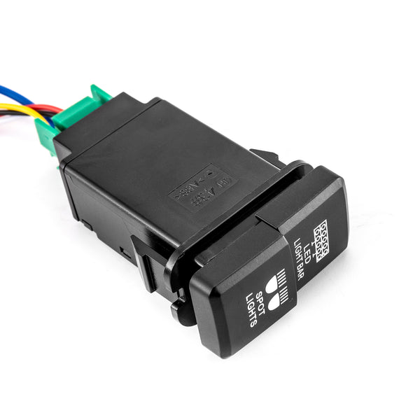 Toyota 3 - Lead 10ft Wiring Harness Kit with Dual LED Light Bar Spot Light Switch Tall Style 1.28″x 0.87″(38mm x 22mm) - WeiSen - 70203019