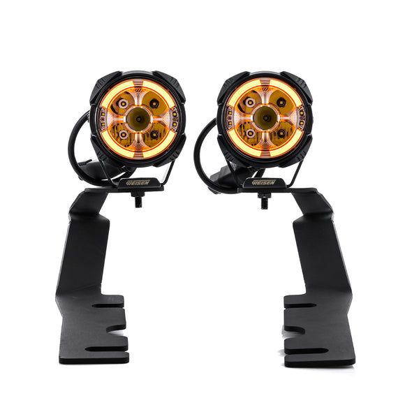 For 2019-2024 Dodge Ram 1500 Hood Hinge Ditch LED Pod Lights 3.5" – 3-Layer DRL, 6 Modes, DT Harness