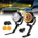 For 2007-2013 Silverado/Sierra 1500 2500 3500 Hood Hinge Ditch LED Pod Lights 3.5" – 3-Layer DRL, 6 Modes, DT Harness-1