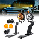 For 2011-2016 Ford F250 and F350 Super Duty Hood Hinge Ditch LED Pod Lights 3.5" – 3-Layer DRL, 6 Modes, DT Harness-1