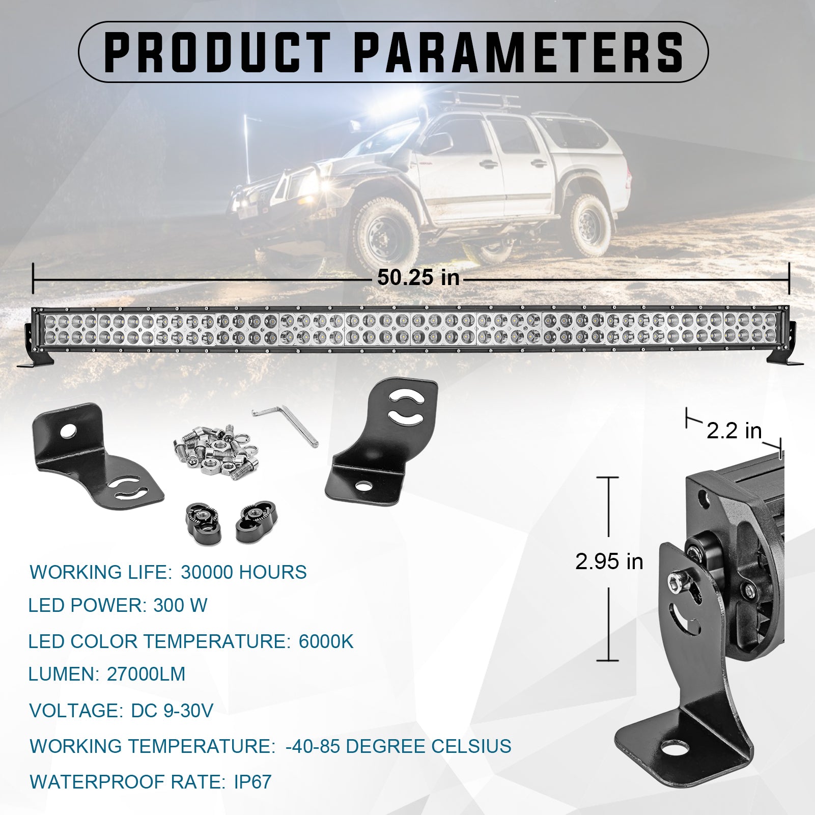 2016-2024 Honda Pioneer 1000 Upper Roof 54" Curved LED Light Bar Mount Bracket Wiring Kit