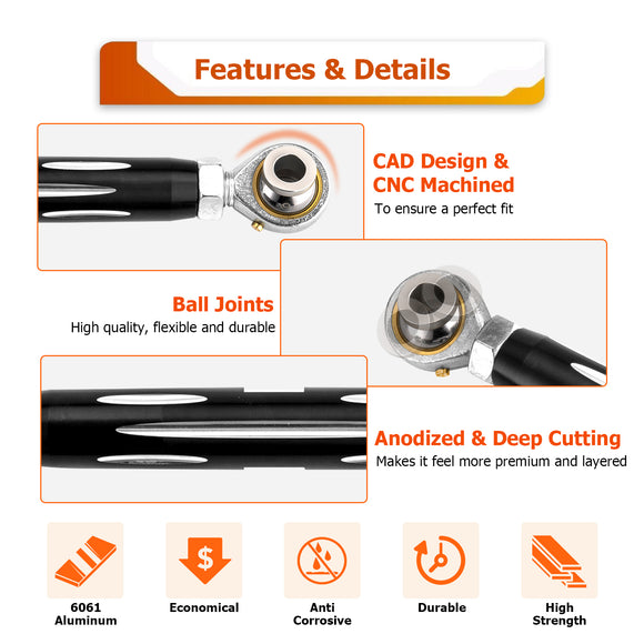 2022+ Polaris RZR Pro R Turbo R 2/4 UTV Off Road Adjustable Front Sway Bar Links #1544329 - WeiSen - 80402004