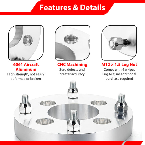 4Pcs 1.0" UTVs/ATVs 6061 Aluminum Wheel Adapter Spacers with a 4x110mm Hub Side Bolt Pattern
