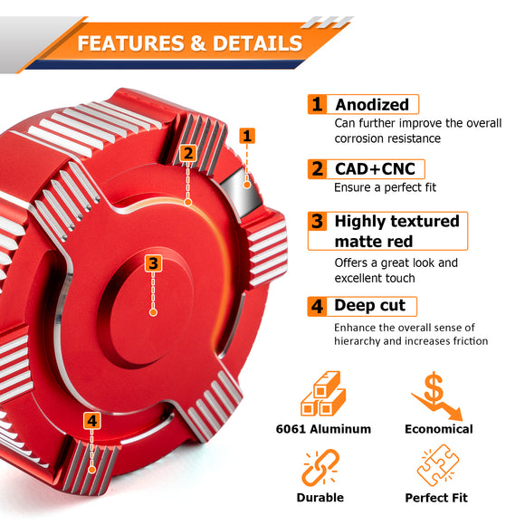2020+ Polaris RZR Pro XP/ Pro R/ Turbo R 2/4 Red 6061 Aluminum Fuel Tank Cap - WeiSen - 80503002