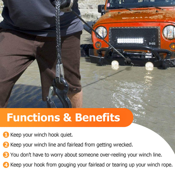 Trucks Jeeps ATV UTV ORV Trailers SUV Rubber Winch Split Cable Hook Stopper - WeiSen - 80310023