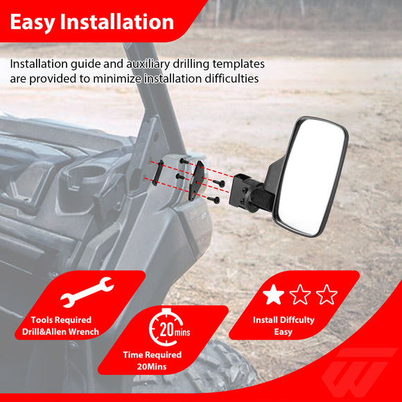 For 2016-2026 Can-Am Defender Super Wide Angle High Definition UTV Side View Mirrors