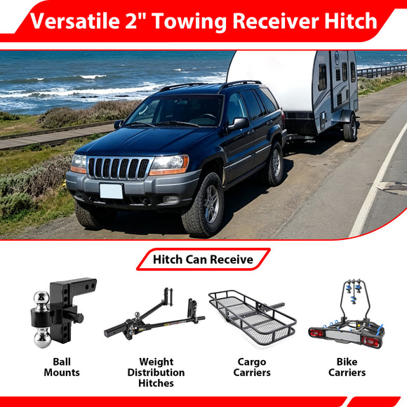 For 1999-2004 Jeep Grand Cherokee Heavy Duty Steel 2 Inch Receiver Trailer Hitch