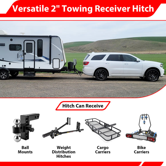 For 2011-2026 Dodge Durango & 2012-2021 Jeep Grand Cherokee Heavy Duty Steel 2 Inch Receiver Trailer Hitch