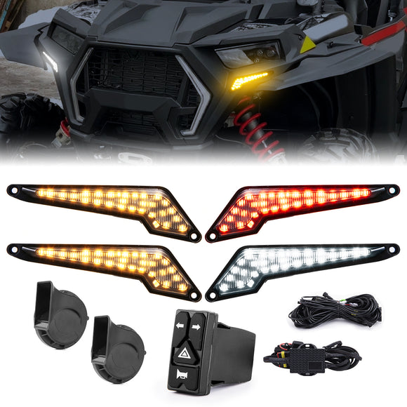 Universal UTV Turn Signal and Horn Kit for Polaris RZR/Ranger & Can-Am Maverick X3/Defender & Honda Kawasaki Yamaha