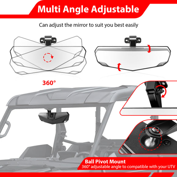 For 2024-2026 Kawasaki Ridge & 2026 Kawasaki Teryx H2 Adjustable Angle High Definition Racing Center Rear View Mirror