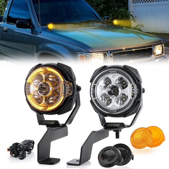 For 1989-1994 Toyota 4Runner Hilux Hood Hinge Ditch LED Pod Lights 3.5" – 3-Layer DRL, 6 Modes, DT Harness
