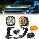 For 2022-2026 Chevy Silverado 1500 GMC Sierra 1500 Hood Hinge Ditch LED Pod Lights 3.5" – 3-Layer DRL, 6 Modes, DT Harness-1