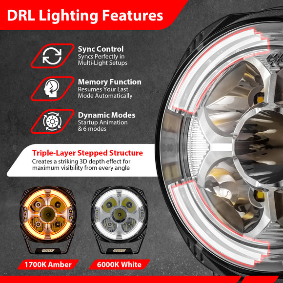For 1989-1994 Toyota 4Runner Hilux Hood Hinge Ditch LED Pod Lights 3.5" – 3-Layer DRL, 6 Modes, DT Harness