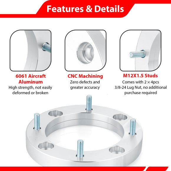 2Pcs 1" 4x156 Wheel Spacers Adapters for Polaris RZR Ranger Ace Sportsman | 6061-T6 Forged Aluminum | Bolt-On