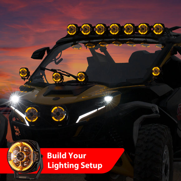For 2015-2020 Ford F-150 Hood Hinge Ditch LED Pod Lights 3.5" – 3-Layer DRL, 6 Modes, DT Harness