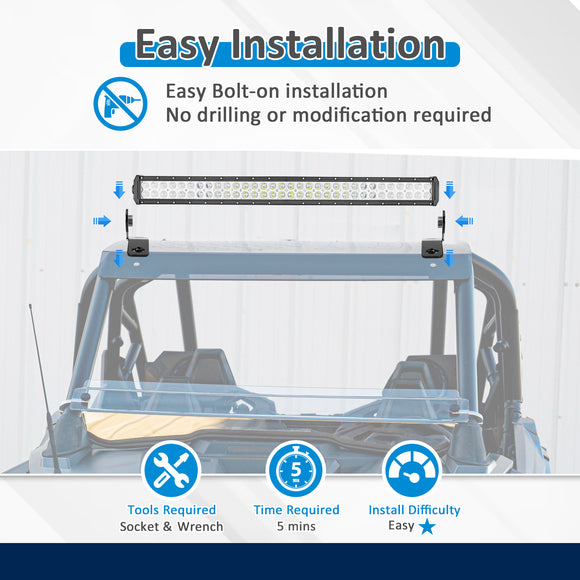 2022-2024 Polaris RZR Turbo R / Pro XP UTV  Roof 32" Curved LED Light Bar Kit