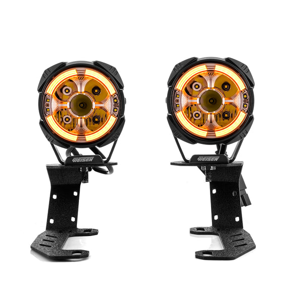 For 2022-2026 Chevy Silverado 1500 GMC Sierra 1500 Hood Hinge Ditch LED Pod Lights 3.5" – 3-Layer DRL, 6 Modes, DT Harness