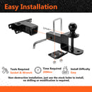 2020-2025 Kawasaki Teryx KRX 1000 UTV Rear Receiver Hitch Kit w/ 2-Inch Trailer Hitch 3-in-1 Ball Mount 5/8" Lock Pin Tightener-5