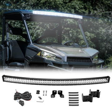 Polaris Ranger Fullsize Pro - Fit Cage Roof 50" Curved LED Light Bar Kit - WeiSen - ZT088 - A - L10 - W2