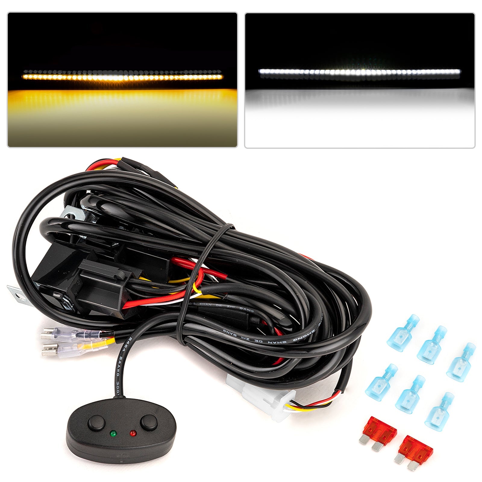 10FT 18AWG Wiring Harness Kit 2 Leads for Dual Color Light Bar on Jeep Truck ATV UTV - Weisen