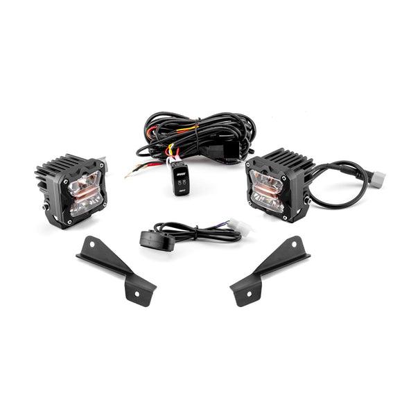 1989 - 1995 Toyota 4Runner Pickups Hood Hinge 3" White & Amber Strobe LED Ditch Light Pod Kit - WeiSen - 70104018+70201007