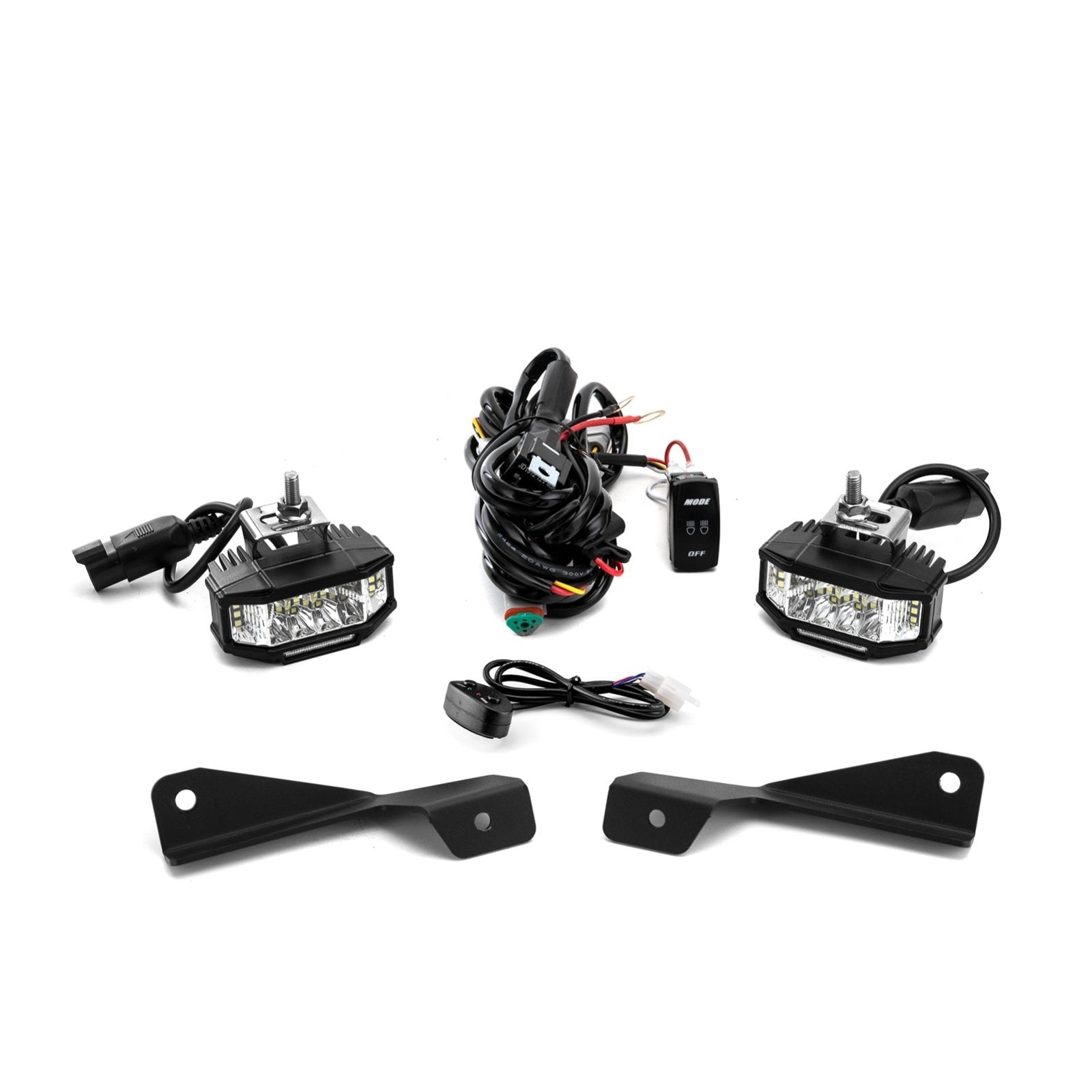 1989 - 1995 Toyota 4Runner/Pickups/Hilux White&Amber Strobe 3.5 Inch LED Hood Hinge Ditch Light Pods w/ Wiring Harness Kit - WeiSen - 70104018+70201013
