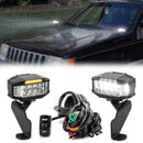 1993 - 1998 Jeep Grand Cherokee ZJ White&Amber Strobe 3.5 Inch LED Hood Hinge Ditch Light Pods w/ Wiring Harness Kit - WeiSen - 70104020+70201013