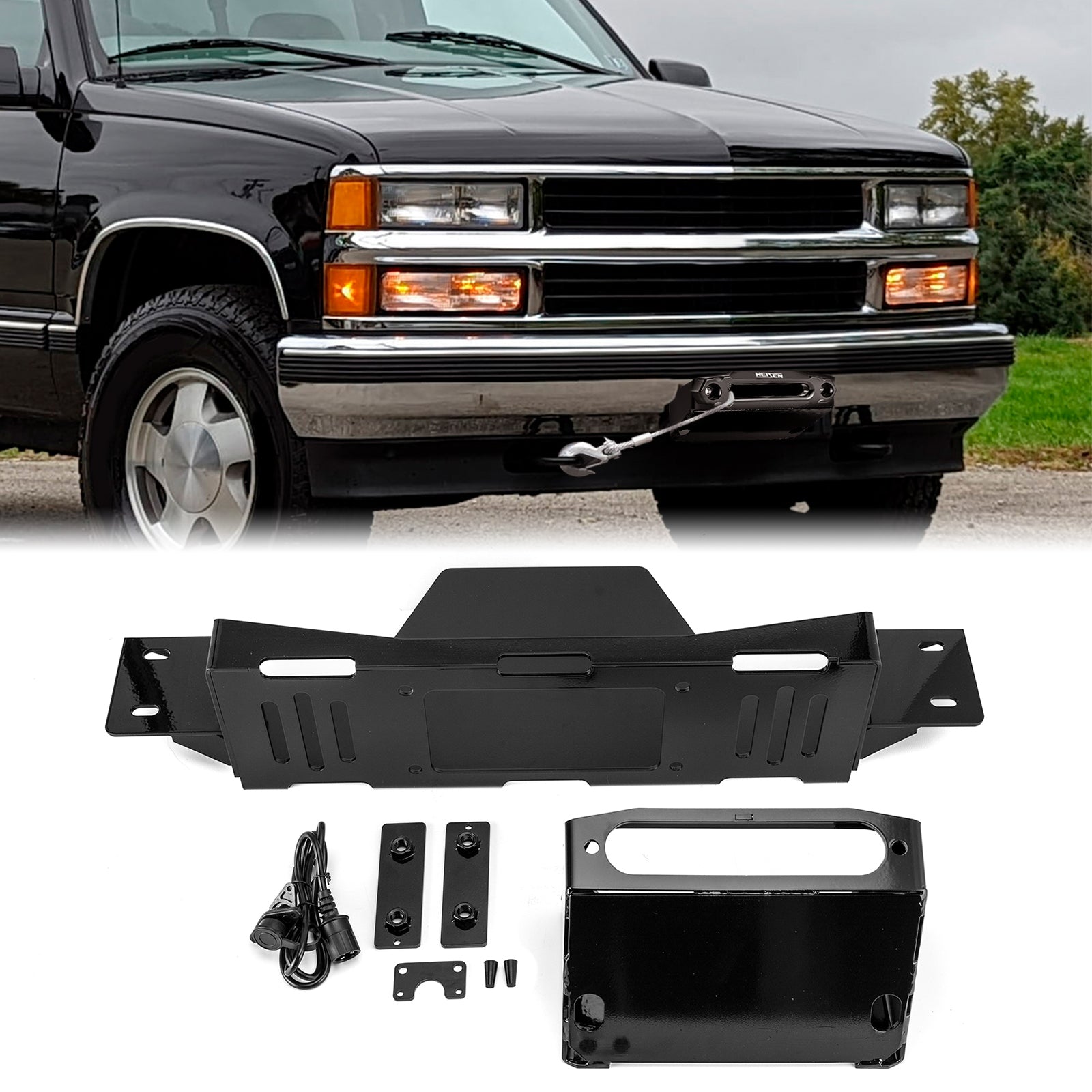 1995 - 1999 Chevy Tahoe/ K1500 Suburban Steel No Drilling Hidden Winch Mounting Bracket - Weisen