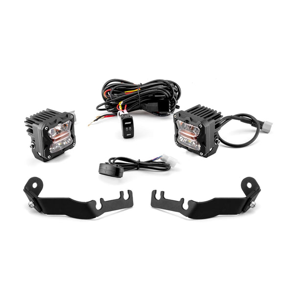 1995 - 2004 Toyota Tacoma Hood Hinge 3" White & Amber Strobe LED Ditch Light Pod Kit - WeiSen - 70104017+70201007