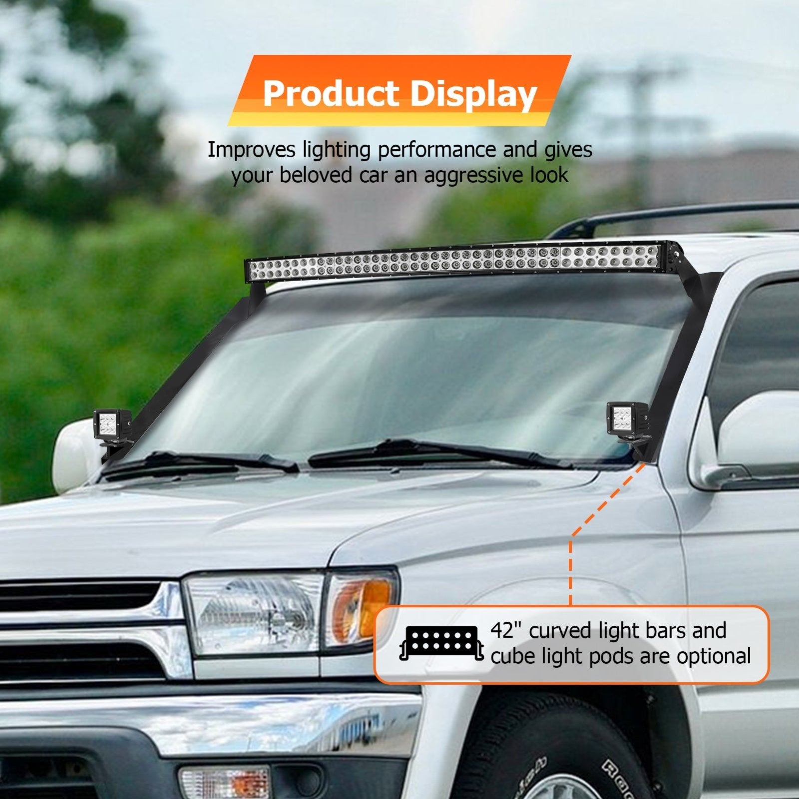 1996 - 2002 Toyota 4Runner Windshield Pillar 42" Light Bar & Light Pod Mount Bracket Kit - Weisen