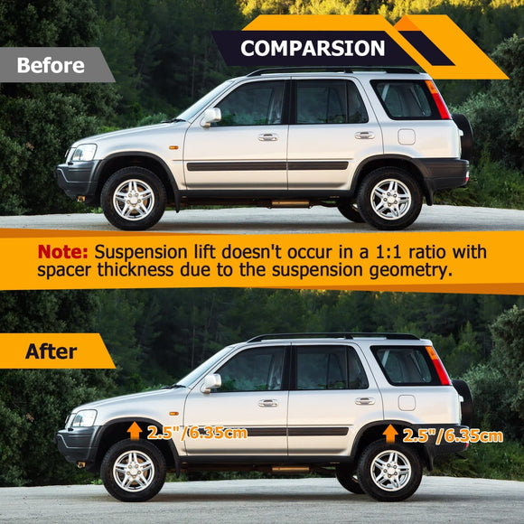 1997 - 2001 Honda CR - V 4WD 4x4 2WD 4x2 Heavy Duty Steel Front & Rear 2.5" Suspension Lift Kit - WeiSen - 70401039