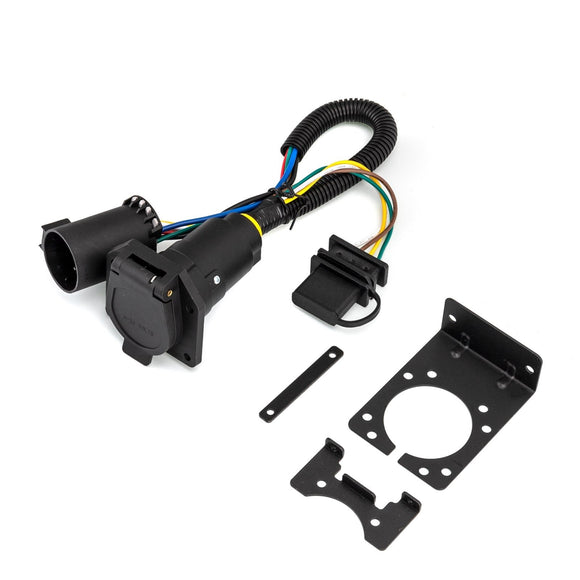 1997 - 2025 Toyota Ram GMC Ford USCAR Socket to 7 - Way RV Blade and 4 - Way Flat Trailer Wiring Adapter - WeiSen - 70206042