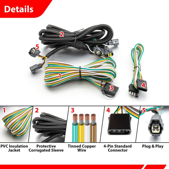 1998 - 2006 Jeep Wrangler TJ Plug & Play Connector Towed - Vehicle RV Trailer Wiring Harness - WeiSen - 70206081