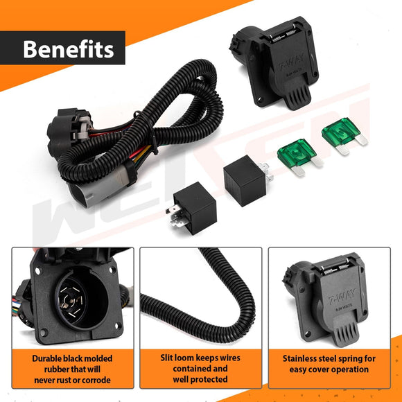 1999 - 2001 Ford F - 250 F - 350 F - 450 F - 550 Super Duty Plug&Play 7 - Way RV Blade Trailer Wiring Harness - WeiSen - 70206045