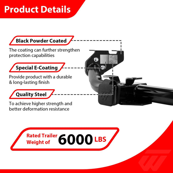 1999 - 2013 Chevrolet Silverado 1500 / GMC Sierra 1500 Heavy - Duty Steel Class 3 Trailer Hitch 2" Receiver - WeiSen - 70108034
